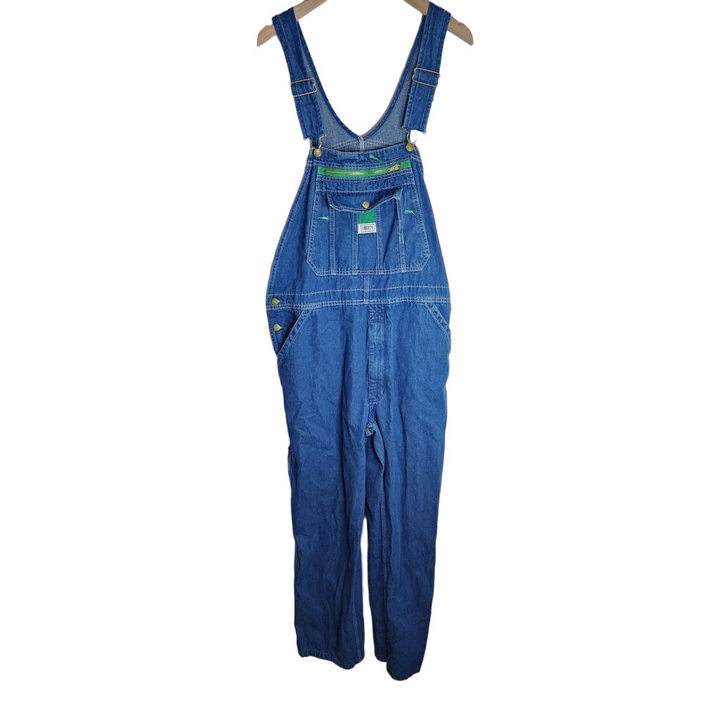 Liberty Overalls Men's 36 x 30 Carpenter Bib‎ Blue Denim American Work Utility